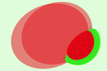 Wall Mural - Drawing of a watermelon. Drawn frame. Empty background for text