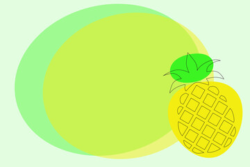 Wall Mural - Pineapple drawing. Drawn frame. Empty background for text