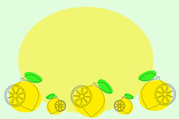 Wall Mural - Lemon drawing. Drawn frame. Empty background for text