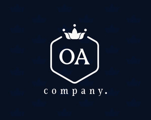 Wall Mural - OA alphabet elegant crown logo. Graceful emblem, beautiful typography. The vintage symbol for book design, brand name, business card, restaurant, boutique, hotel, cafe, badge.