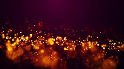 Wall Mural - golden red glow particles flicker and float in viscous liquid with amazing bokeh. fantastic backgrou