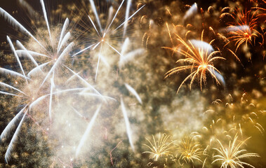 Poster - exploding fireworks New Year background