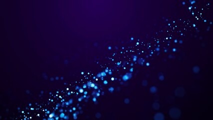 Wall Mural - blue glow particles float in viscous liquid with bokeh. magical sparkles of light form abstract stru