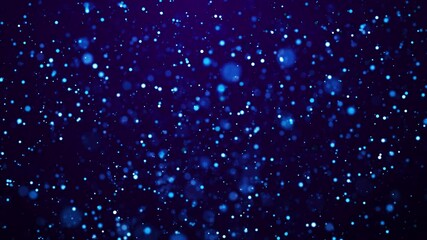 Wall Mural - blue glow particles float in viscous liquid with bokeh. magical sparkles of light form abstract stru