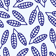 Wall Mural - blue seamless pattern with blue flowers