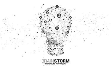 Poster - Vector light bulb from Wireframe polygonal lines Connect dot Geometric with people icon. Concept of business idea and brainstorm.