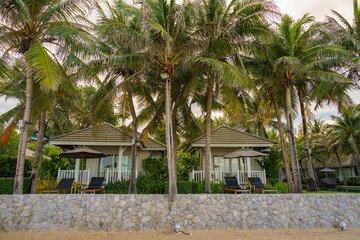 Wall Mural - exterior of beach front bungalow for rent of seaside resort and hotel