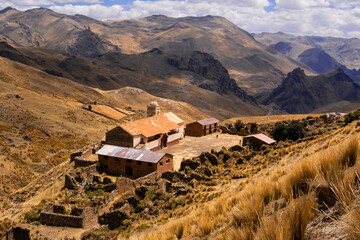 view of an old mining town near the mine of santa barbara  Perú