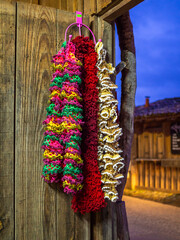 Sticker - RIO MAIOR, PORTUGAL - Nov 24, 2019: Salt Shop at Salinas de Rio Maior during Christmas