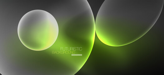 Neon ellipses abstract backgrounds. Shiny bright round shapes glowing in the dark. Vector futuristic illustrations for covers, banners, flyers and posters and other