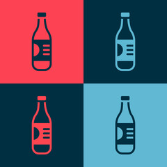 Sticker - Pop art Bottle of water icon isolated on color background. Soda aqua drink sign. Vector.