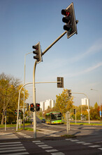 POZNAN, POLAND - Nov 01, 2020: Intersection With Traffic Lights
