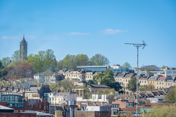 High angle shot of the buildings of Bristol captured on a sunny day