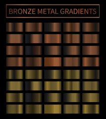 Wall Mural - bronze, copper metal gradient vector colorful texture set