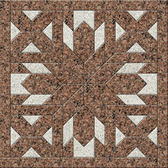 Floor decorative tiles made of natural granite. Geometric stone pattern. Element for design