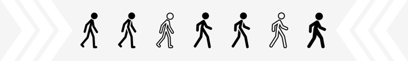 Wall Mural - walking pedestrian icon set | walk sign vector illustration logo | walk icons isolated collection