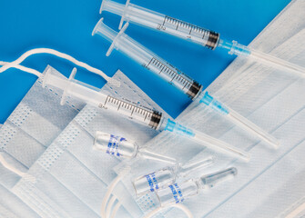 syringe close up. ampoules for injection.