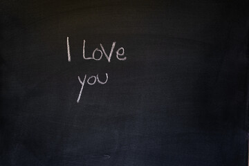 I love you written in chalk on a blackboard