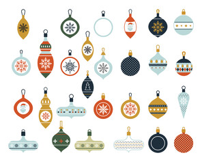 christmas ball. symbol of happy new year, xmas holiday celebration, winter. flat design for card vec