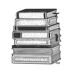 stack of books sketch raster illustration