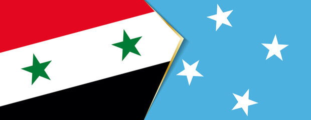 Wall Mural - Syria and Micronesia flags, two vector flags.