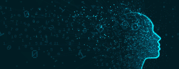 Abstract Artificial intelligence. Cloud computing. Machine learning. Technology web background. Virtual concept