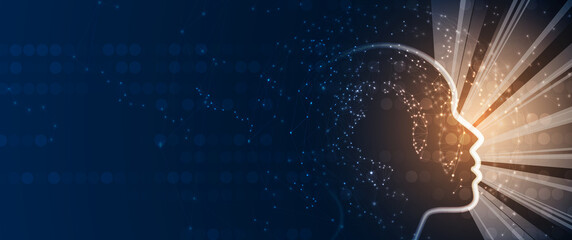 Abstract Artificial intelligence. Cloud computing. Machine learning. Technology web background. Virtual concept