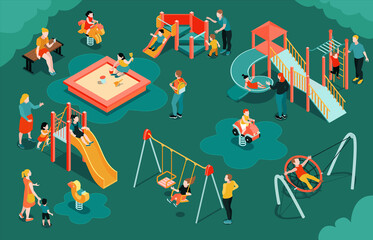 Canvas Print - Isometric Children Playground Composition