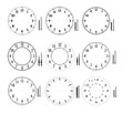 © annagarmatiy - Set of dial and separated clock hands. Classic and modern clock faces collection. Vector illustration