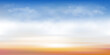 © Anchalee - Blue sky with cloud background,Cartoon sky with orang, yellow,pink sky with sunrise.Concept all seasonal horizon banner like a spring and summer in evening, autumn and winter morning