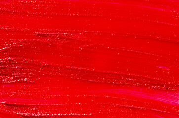 Wall Mural - Lipstick smear sample texture.  Abstract red paint brush and strokes. Image
