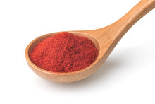 Red Paprika Powder In Wooden Spoon