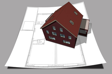 House on blueprint