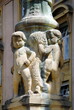 Ville de Sarreguemines, Une des deux lanternes sculptées d’angelots qui encadrent les escaliers du Palais de Justice, département de la Moselle, France