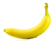 Single Ripe Banana On White Background Isolated