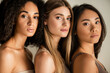 © LIGHTFIELD STUDIOS - young multicultural models looking at camera isolated on white
