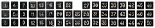 Very Old Numeric Keypad, Set Of Black Plastic Buttons, Numbered From 1 To 50, Isolated On White Background