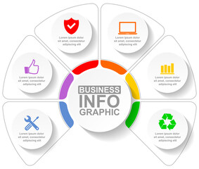 Poster - Business infographic vector template with 6 options