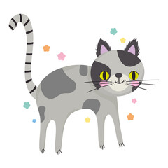 Poster - spotted cat pet cartoon animal white background