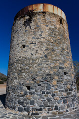 Remains of old traditional Greek windmills near Elounda, Crete