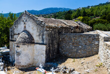 Ruins Of An Old, Earthquake Damaged Church On The Greek Island Of Crete