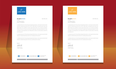 Wall Mural - letterhead format template, business style letterhead design template. company letterhead template d