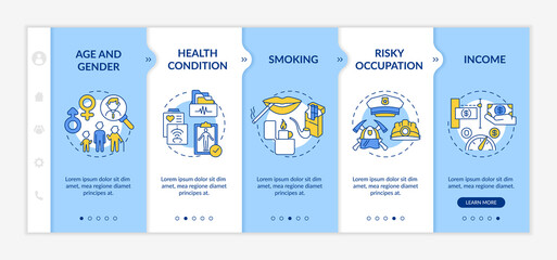 Wall Mural - insurance cost factors onboarding vector template. risky occupation. income from buying insurances. 