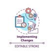 © IMG visuals icons - Implementing changes concept icon. Business consulting stage idea thin line illustration. Organizational change management. Vector isolated outline RGB color drawing. Editable stroke