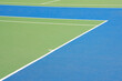 © Amsterdam/Stocksy - blue and green tennis field