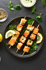 Wall Mural - Barbecue salmon skewers