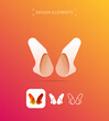 © nickimpression - Vector 3d abstract logo template. Letter W, butterfly. Flat and line style