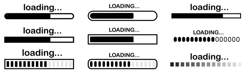 Wall Mural - set of vector loading icons. loading bar progress icon. download progress. collection loading status