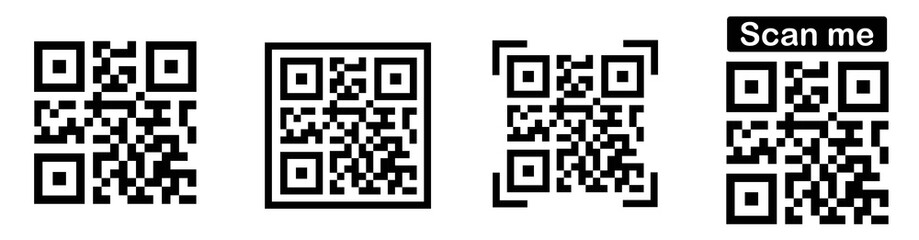 Canvas Print - Qr code set.QR code scan for smartphone.Scan bar label, qr code and industrial barcode.Template scan me Qr code for smartphone. Barcodes. Isolated vector icons set. Vector illustration.