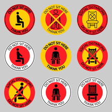 Do Not Sit Here Signage. Forbidden Icons For Seat. Safe Social Distance When You're Sitting In A Public Place. Lockdown Rule. Keep Your Distance When You Are Sitting. Forbidden Chair